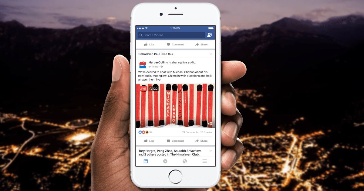 Lanzamiento de Facebook, herramienta de audio en directo Live audio